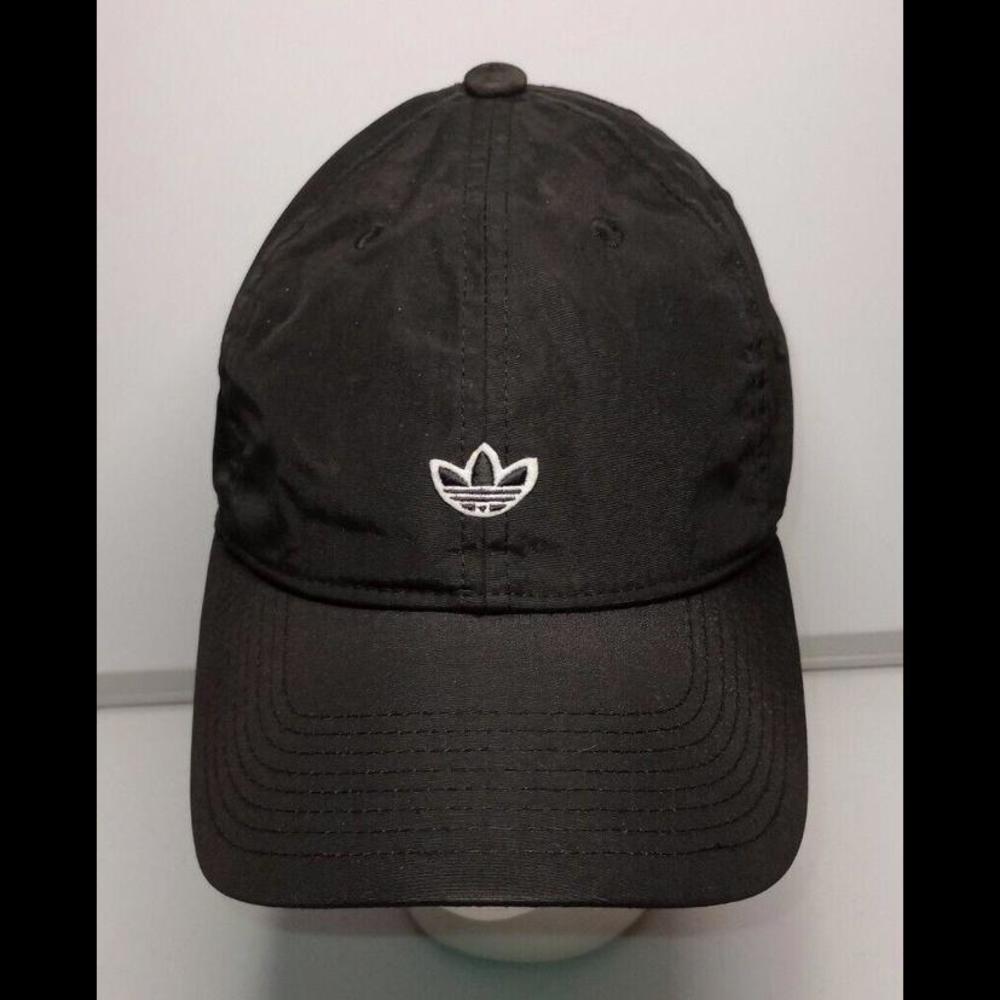 Adidas Logo Black Nylon Quick Dry Strapback Baseball Style Hat Cap